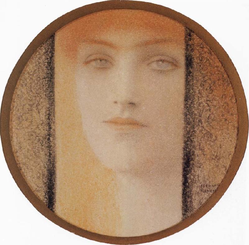 Fernand Khnopff Mask With a black curtain oil painting picture